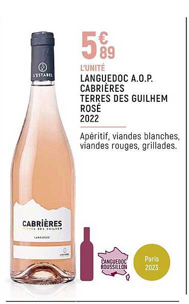 languedoc a.o.p. cabrières terres des guilhem rosé 2022