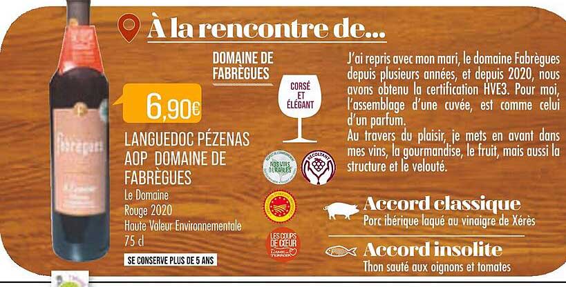 languedoc pézenas aop domaine de fabrègues le domaine rouge 2020