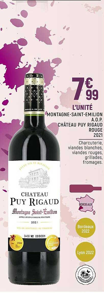 montagne-saint-émilion a.o.p. château puy rigaud rouge 2021