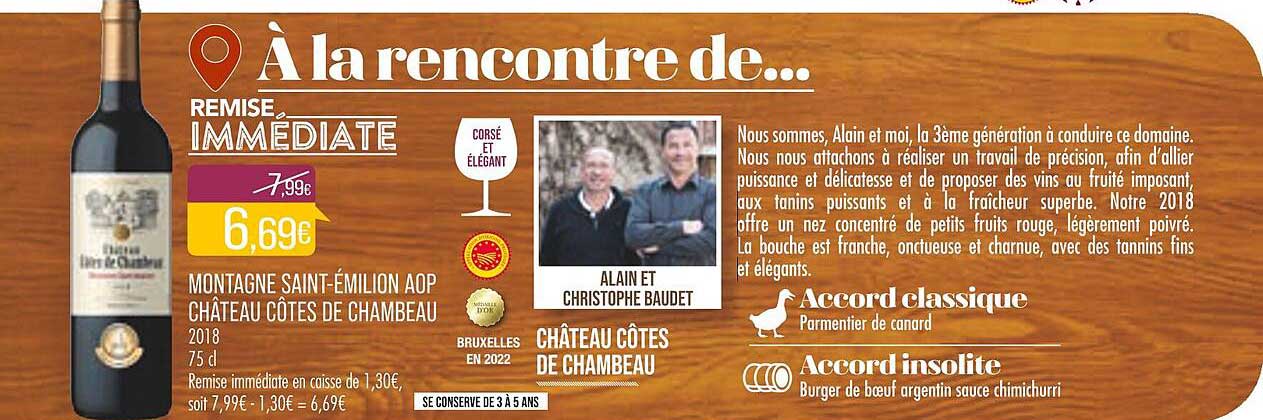 Montagne Saint-émilion Aop Château Côtes De Chambeau 2018