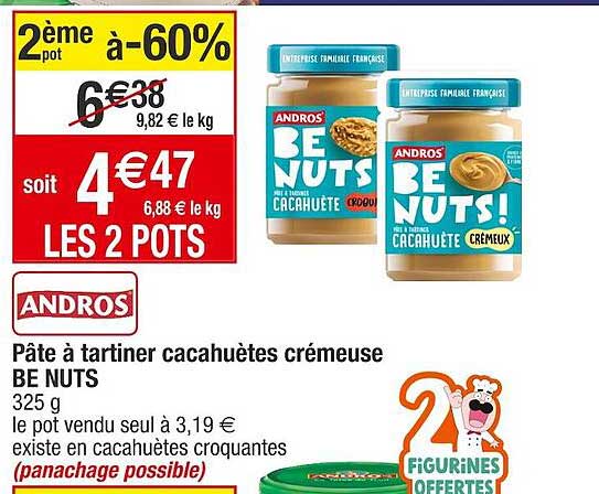 pâte à tartiner cacahuètes crémeuse be nuts andros