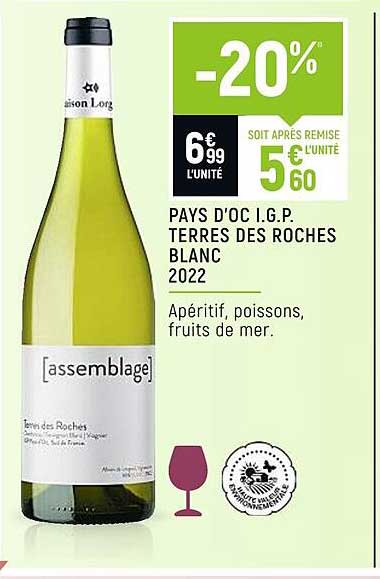 pays d'oc i.g.p. terres des roches blanc 2022