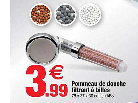 pommeau de douche filtrant à billes