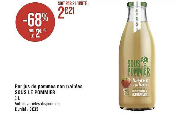 pur jus de pommes non traitées sou le pommier