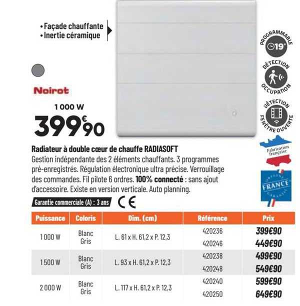 radiateur à double cœur de chauffe radiasoft