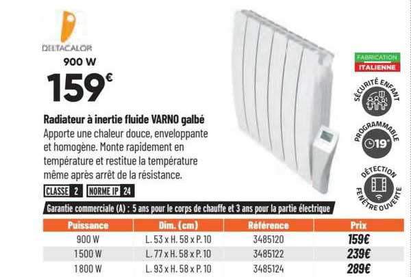 radiateur à inertie fluide varno galbé