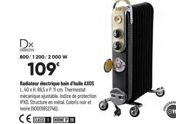 radiateur électrique bain d'huile axos
