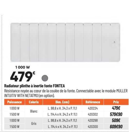 radiateur plinthe à inertie fonte fontea