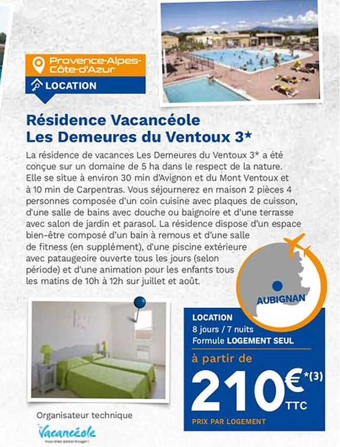 résidence vacancéole les demeures du ventoux 3*