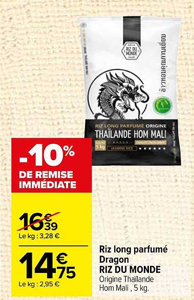 Riz Long Parfumé Dragon Riz Du Monde