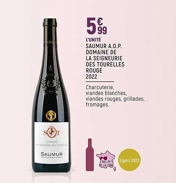 saumur a.o.p. domaine de la seigneurie des tourelles rouge 2022