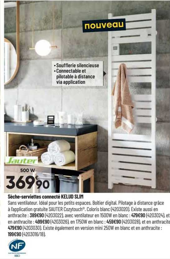sèche-serviettes connecté kelud slim sauter