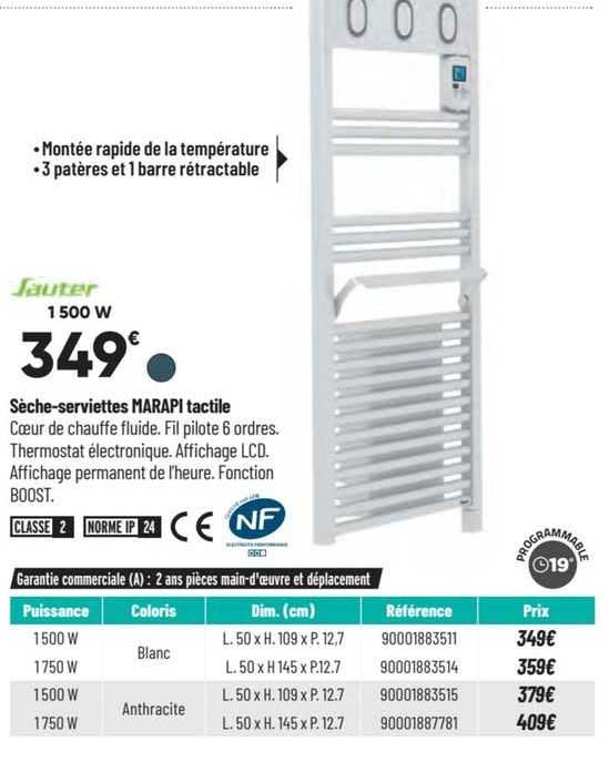 sèche-serviettes marapi tactile sauter