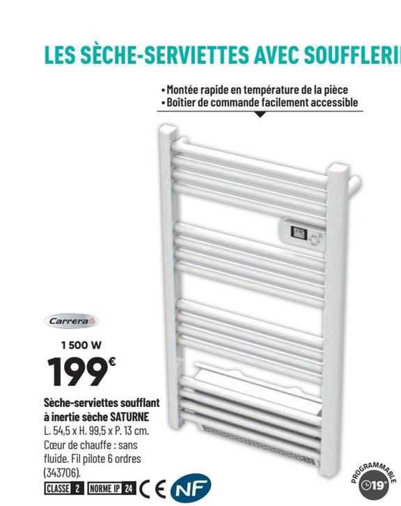 sèche-serviettes soufflant à inertie sèche saturne