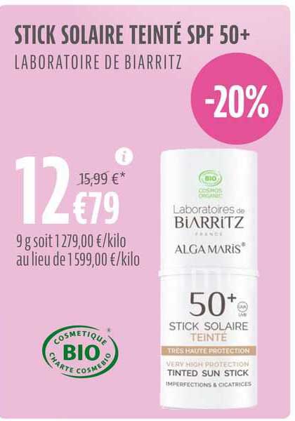 stick solaire teinté spf 50+ laboratoire de biarritz