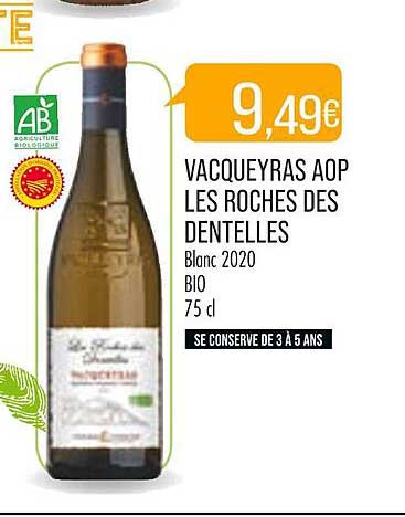 vacqueyras aop les roches des dentelles blanc 2020