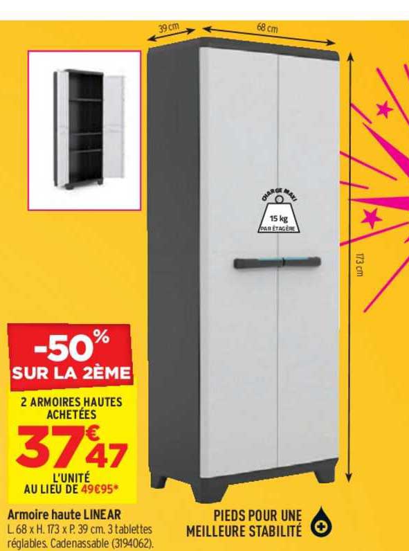 armoire haute linear -50% sur le 2ème