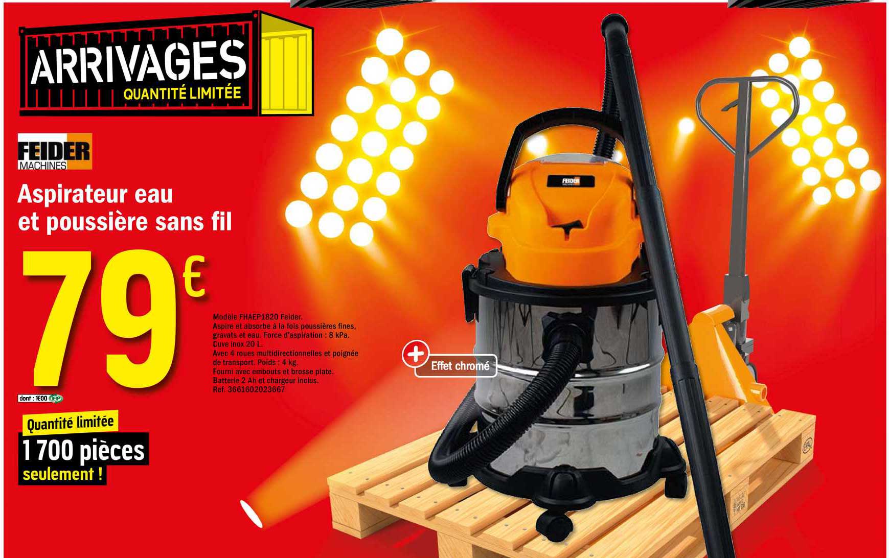 aspirateur eau et poussière sans fil feider machines