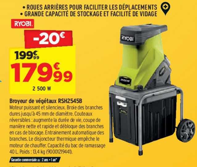 broyeur de végétaux rsh2545b ryobi