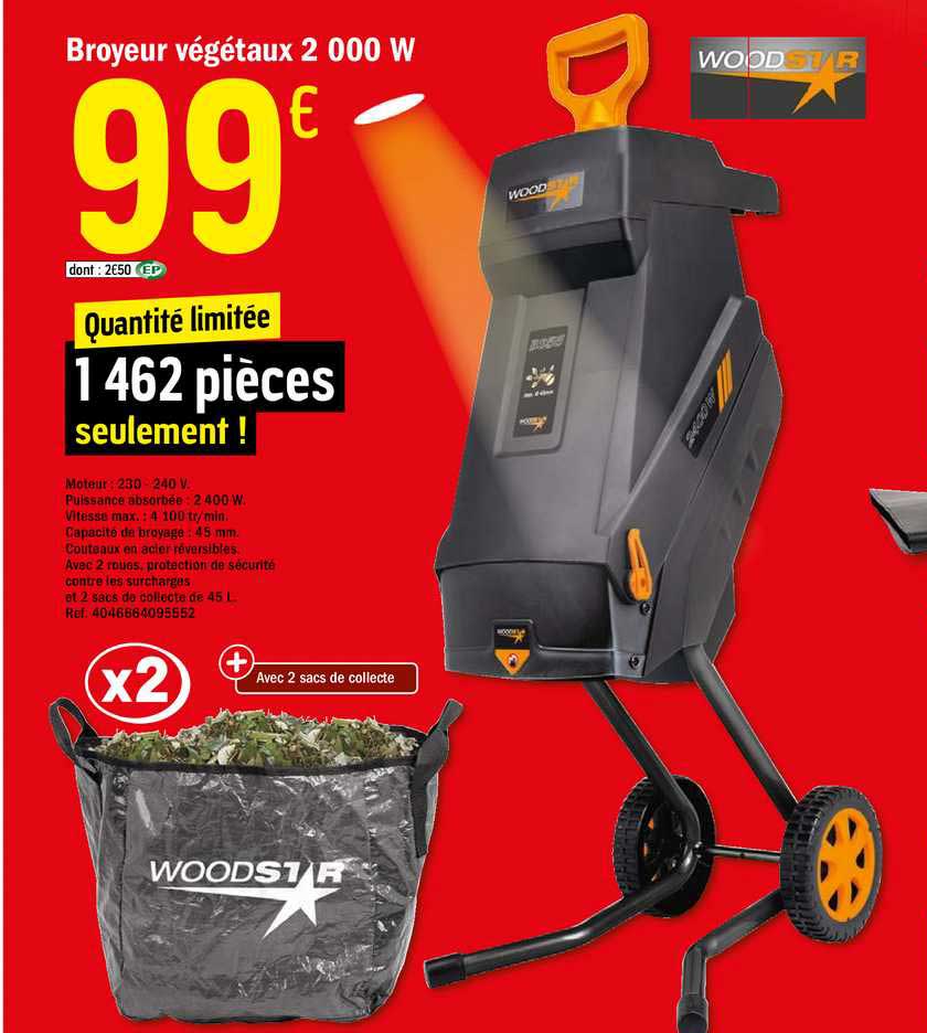 Broyeur Végétaux 2 000 W Woodstar