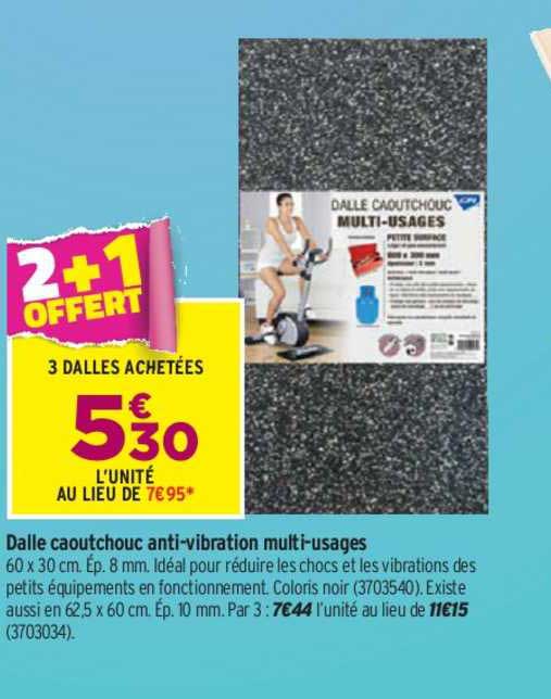 dalle caoutchouc anti vibration multi usages 2+1 offert