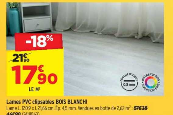 lames pvc clipsables bois blanchi