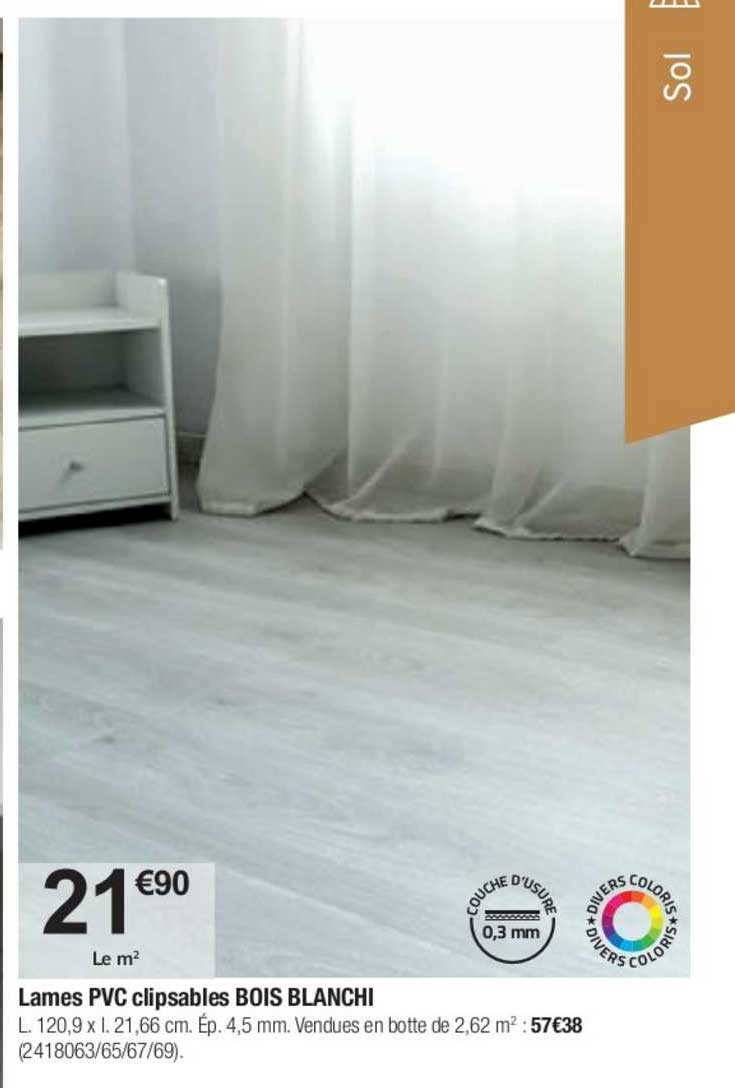 lames pvc clipsables bois blanchi
