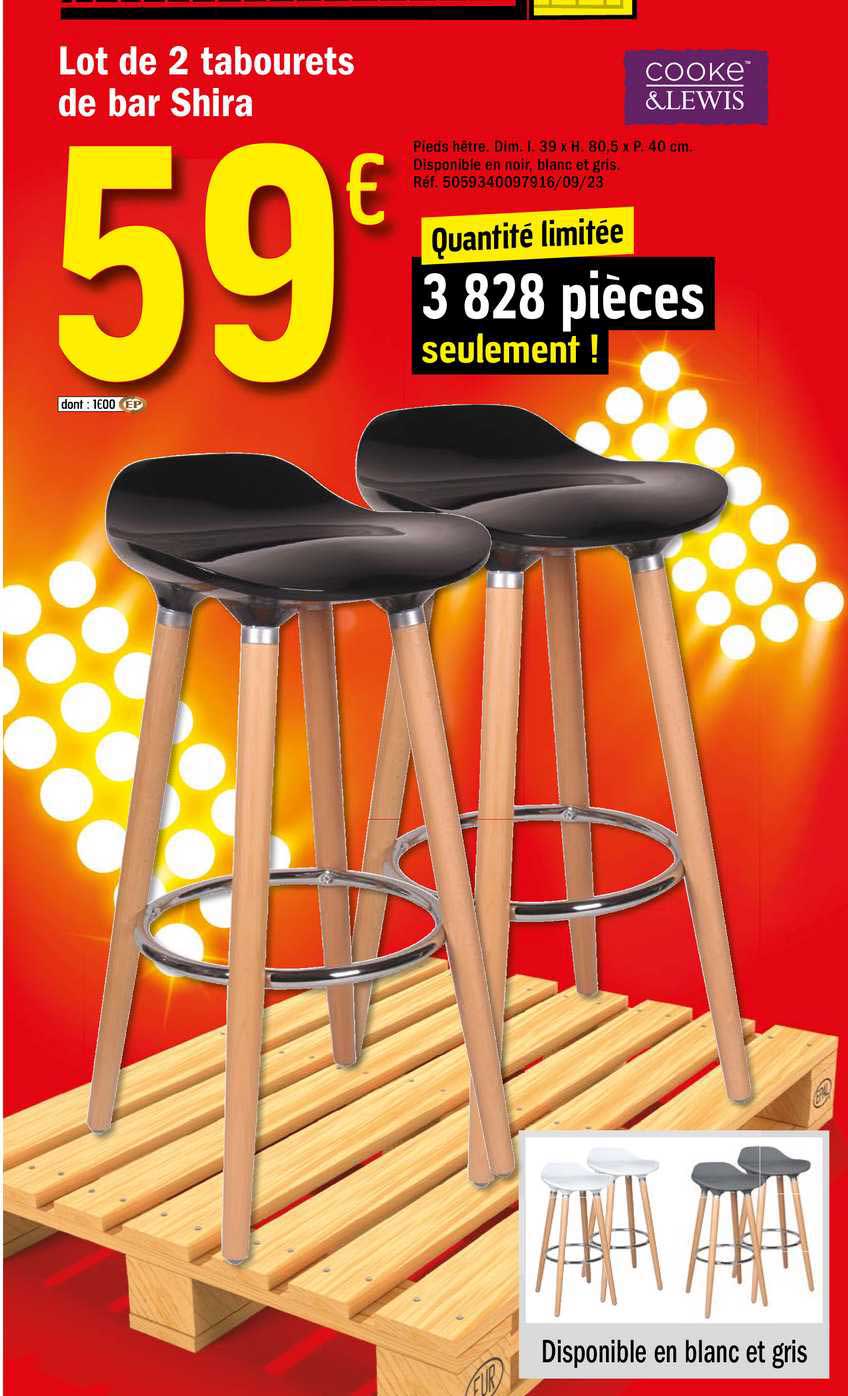 lot de 2 tabourets de bar shira cooke&lewis