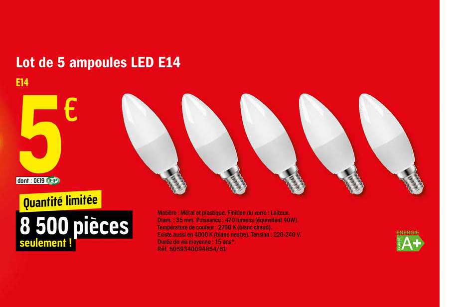 lot de 5 ampoules led e14