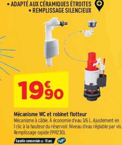 mécanisme wc et robinet flotteur
