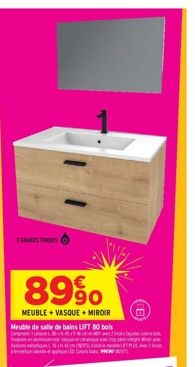 Meuble De Salle De Bains Lift 80 Bois
