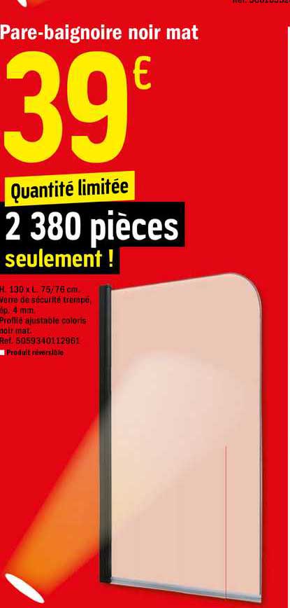 Pare Baignoire Noir Mat