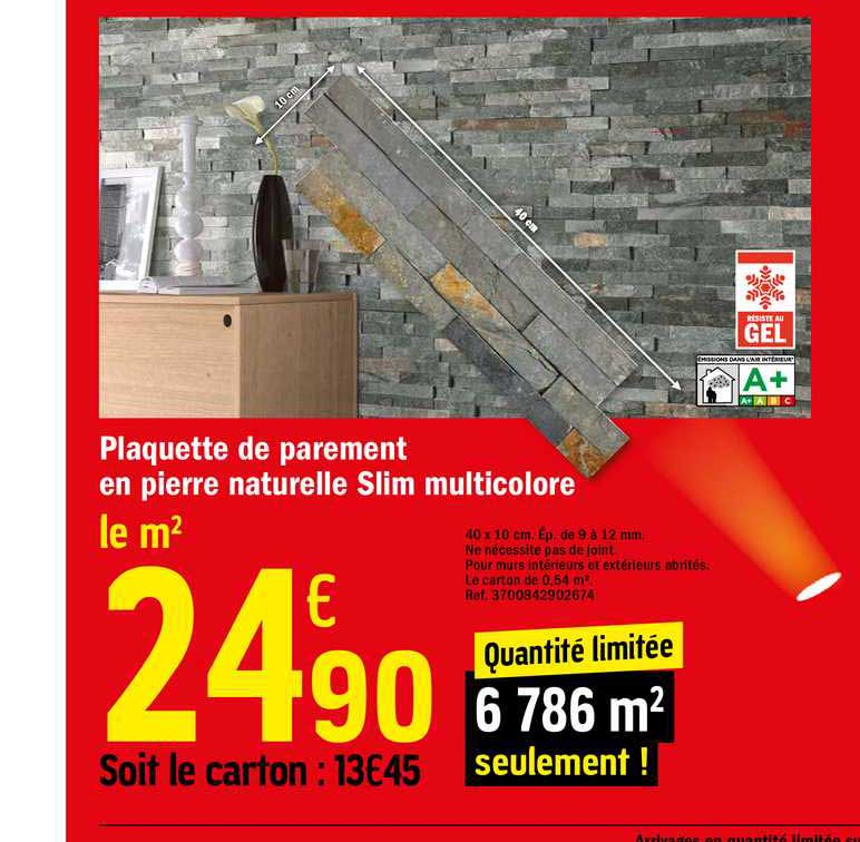 Plaquette De Parement En Pierre Naturelle Slim Multicolore