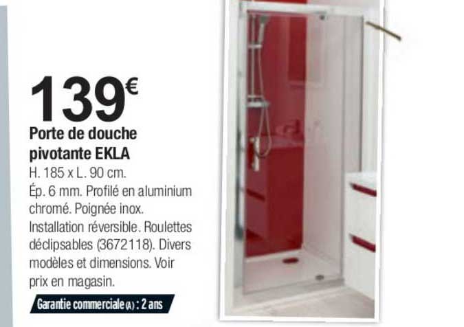 porte de douche pivotante ekla