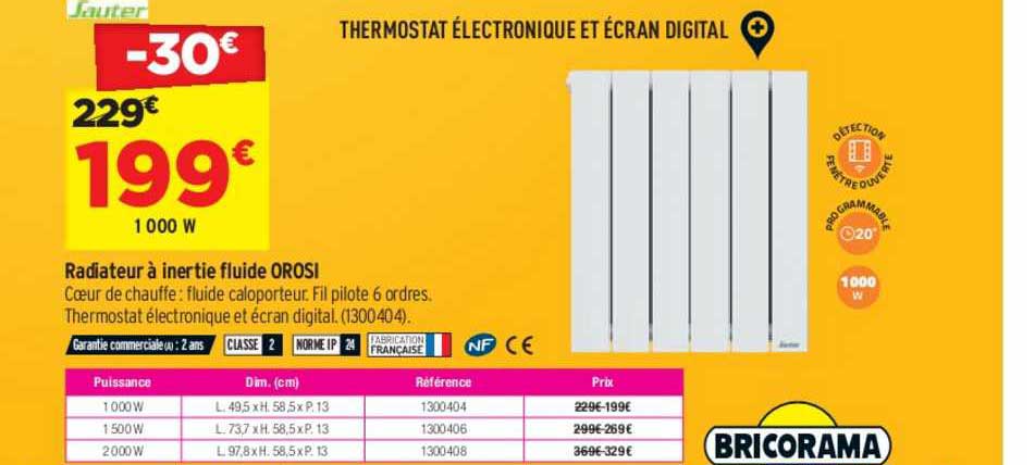 Radiateur à Inertie Fluide Orosi Sauter