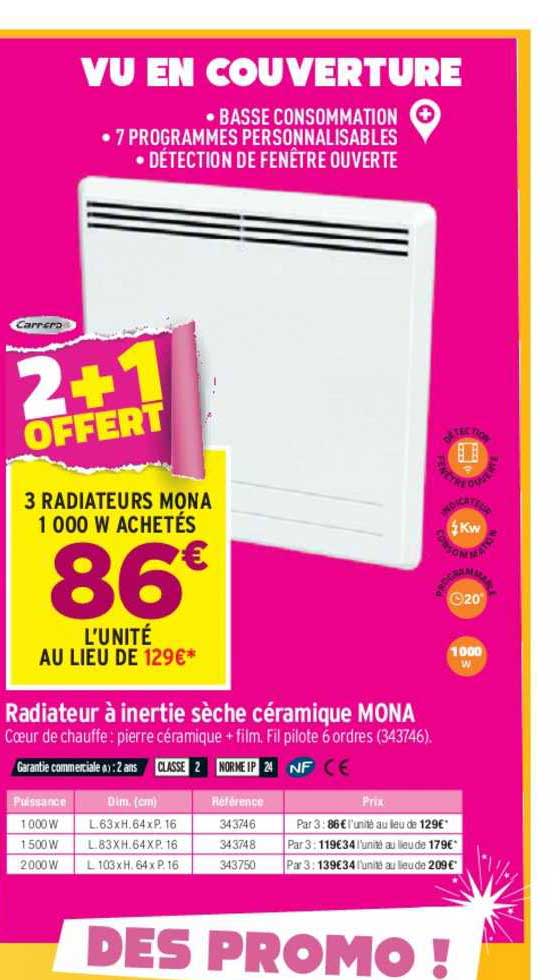 radiateur à inertie sèche céramique mona carrera
