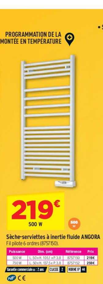 sèche serviettes à inertie fluide angora