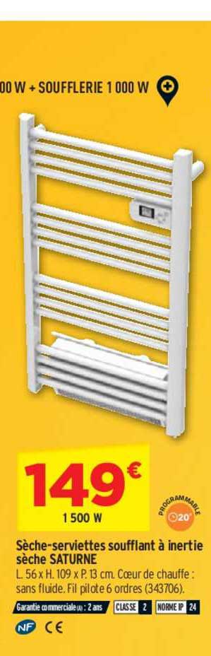 sèche serviettes soufflant à inertie sèche saturne