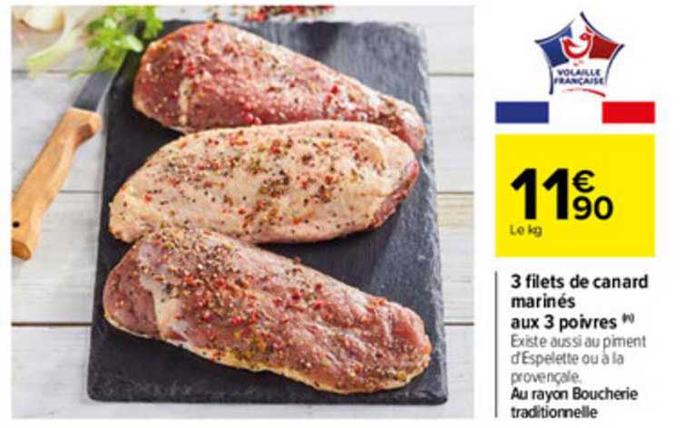 3 Filets De Canard Marinés Aux 3 Poivres