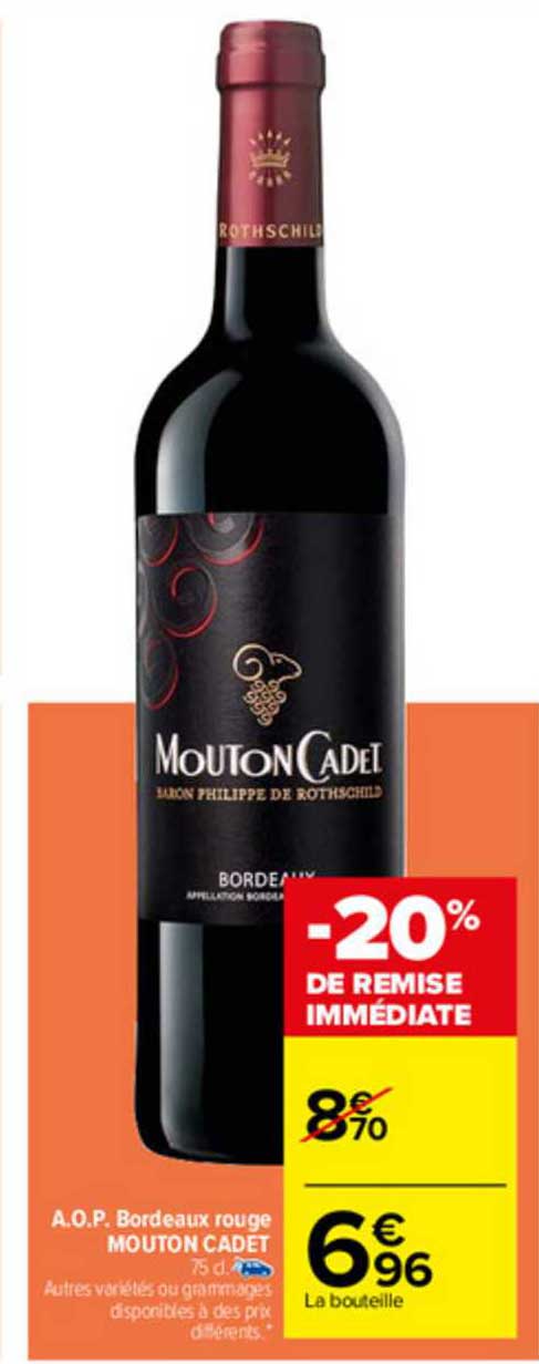 a.o.p. bordeaux rouge mouton cadet