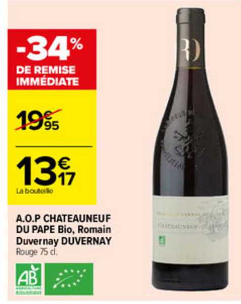 a.o.p. châteauneuf du pape bio, romain duvernay duvernay