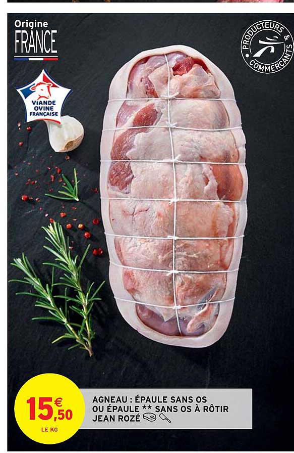 agneau : épaule sans os ou épaule ** sans os à rôtir jean rozé
