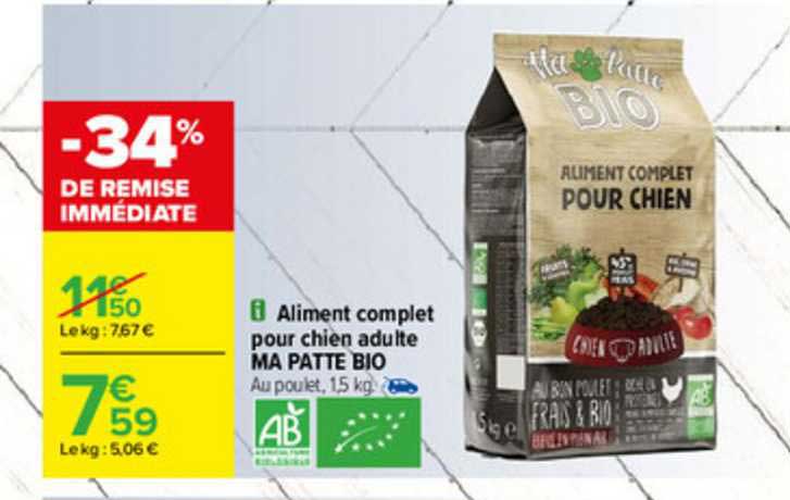 aliment complet pour chien adulte ma patte bio