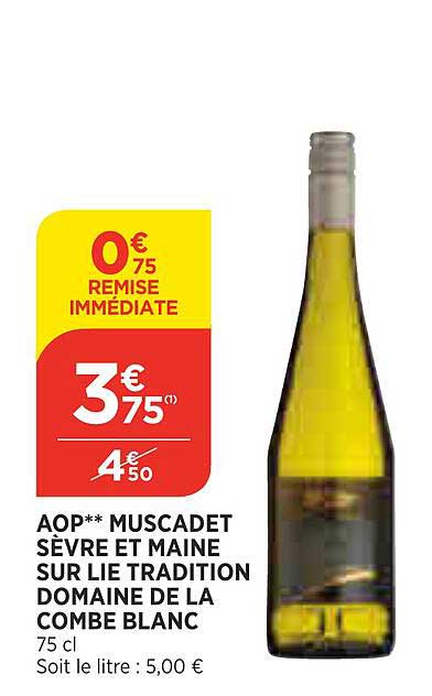 aop muscadet sèvre et maine sur lie tradition domaine de la combe blanc