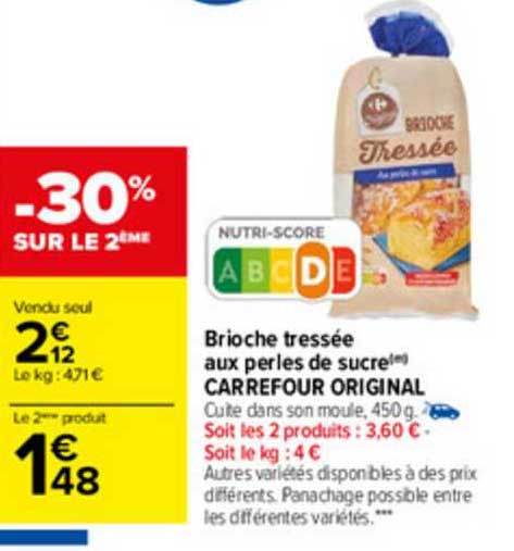 Brioche Tressée Aux Perles De Sucre Carrefour Original