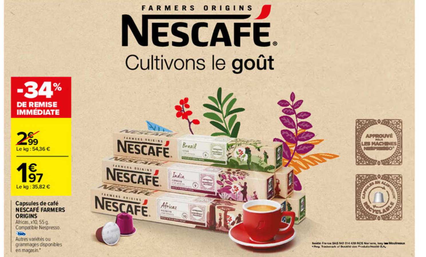 capsules de café nescafé farmers origins