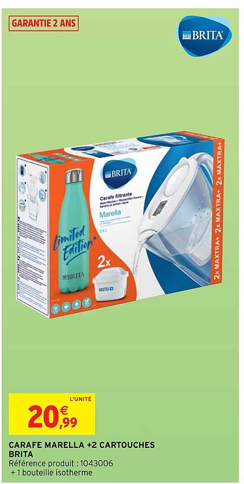 Carafe Marella +2 Cartouches Brita