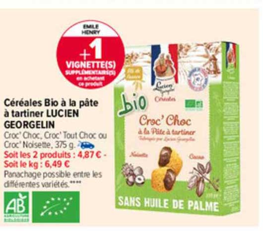céréales bio à la pâte à tartiner lucien georgelin