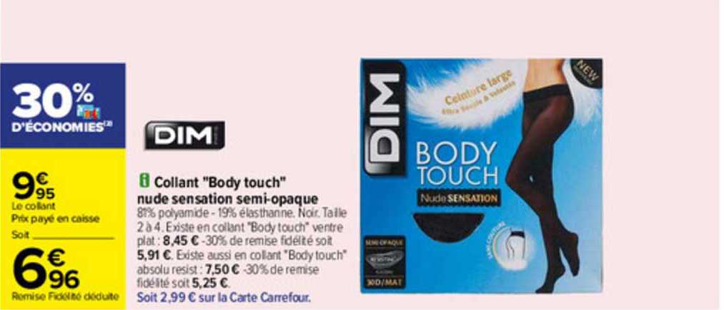 collant "body touch" nude sensation semi-opaque dim
