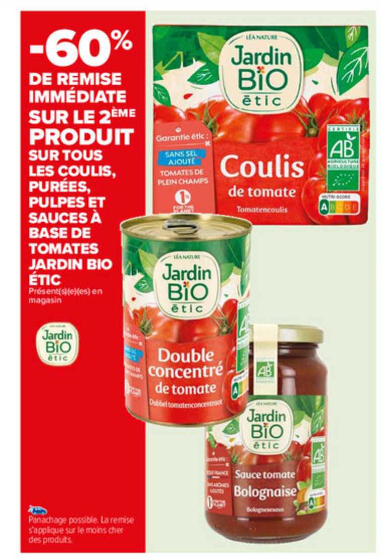 Coulis, Purées, Pulpes Et Sauces à Base De Tomates Jardin Bio étic